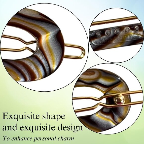 Mini Oval Celluloid Hair Clips Silver Onyx 2 Pcs Tige Boule French Style main image 6